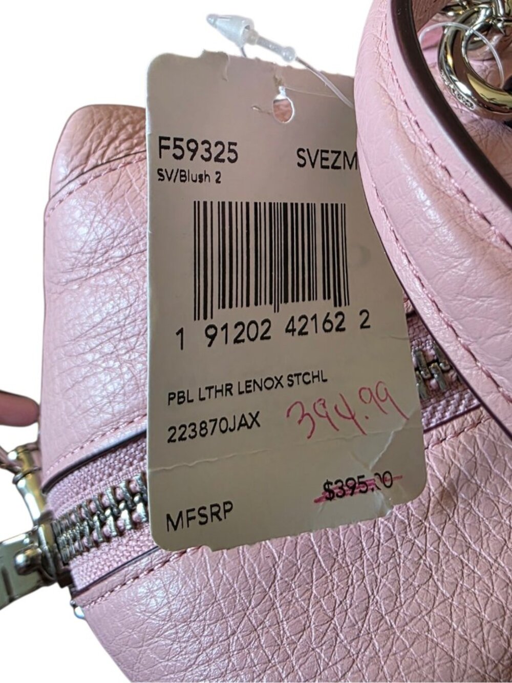 Coach Lenox Satchel Blush Pink Pebble Leather Crossbody Bag F59325 NWT - Picture 10 of 16